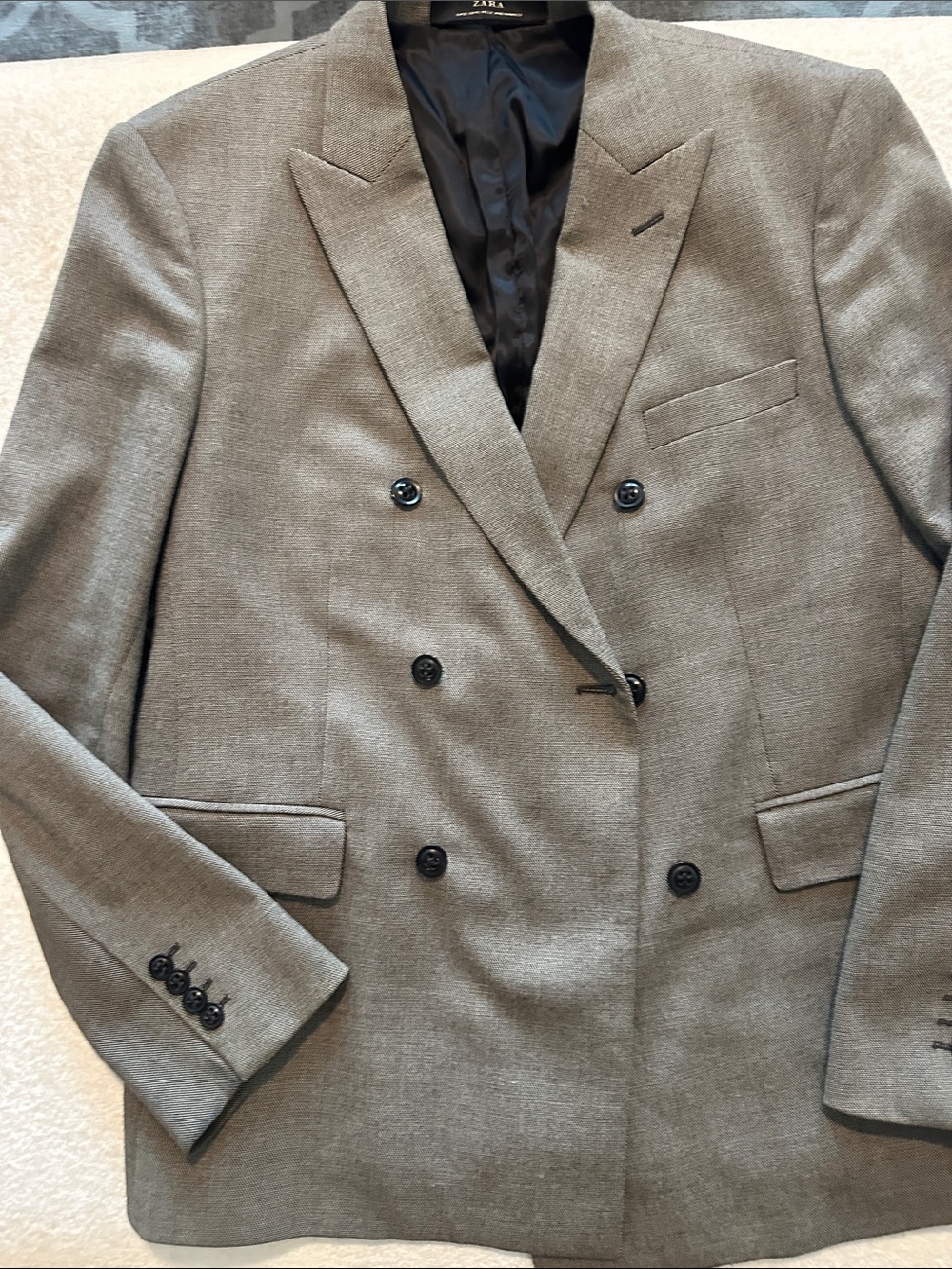 Zara Double-Breasted Taupe Blazer